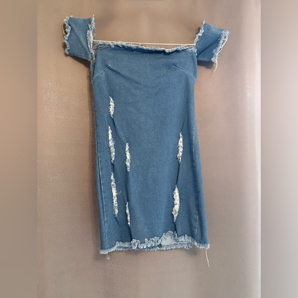 Better Be Strapless Blue Denim Dress